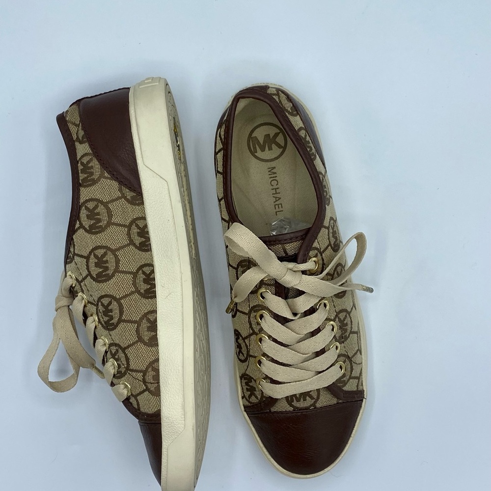 ✨MICHAEL KORS Signature Brown/Gold/Tan  Sneakers Size: 7.5✨ - Picture 5 of 8